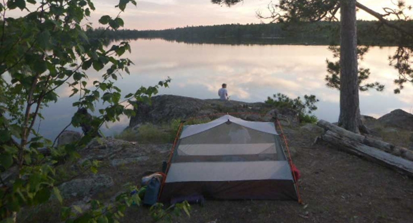 adult camping trip in boundary waters